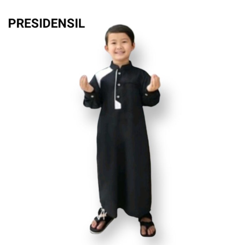 Baju Anak 4-6 tahun Jubah Ayah Dan Anak Salman/Kaftan Boy Salman/Gamis Pria Salman - Hitam, ANAK