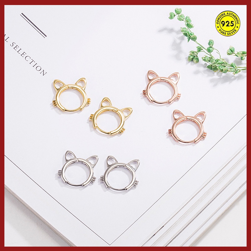 Anting Tusuk Gantung Desain Kucing Hollow Gaya Jepang Untuk Wanita