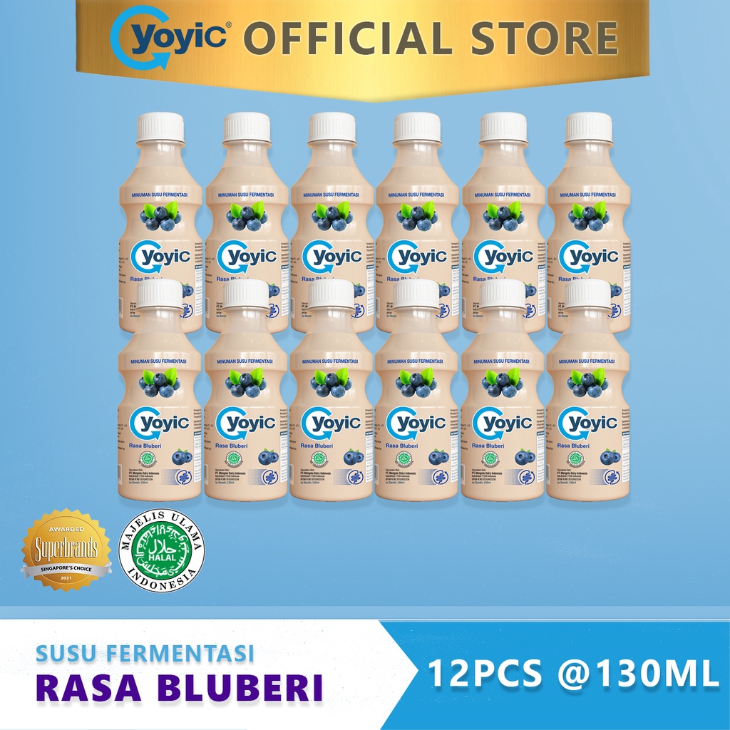 Yoyic Susu Fermentasi Rasa Blueberi 130ml x 12pcs