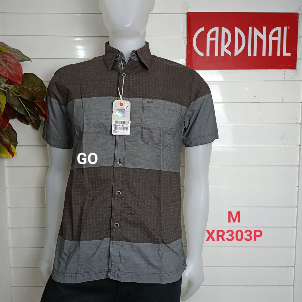 gof M CARDINAL KEMEJA CASUAL Pakaian Atasan Pria Kemeja Reguler Hem Casual Santai Lengan Pendek