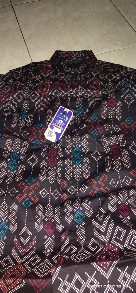 Dgm Fashion   Kemeja Batik Hitam Songket Lengan Panjang   Batik Songket Premium Pria Casual