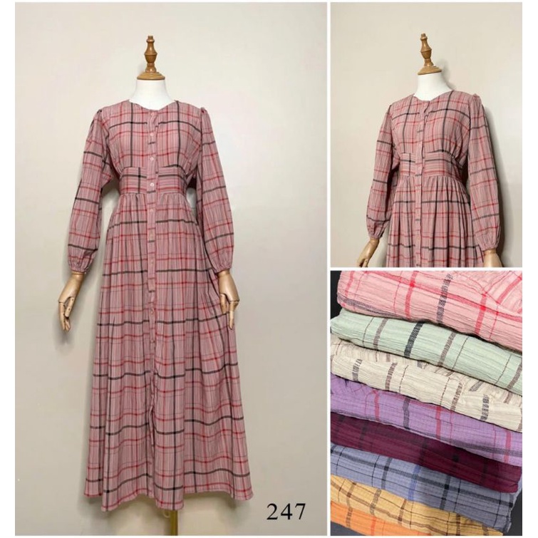 gamis  lesti serat kayu full kancing original by jadore