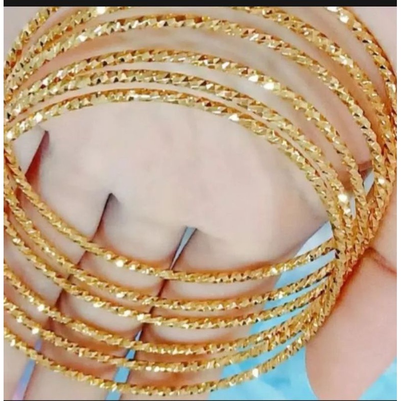 Gelang keroncong dewasa gold lapis emas 24k aweet satu set isi 6pc