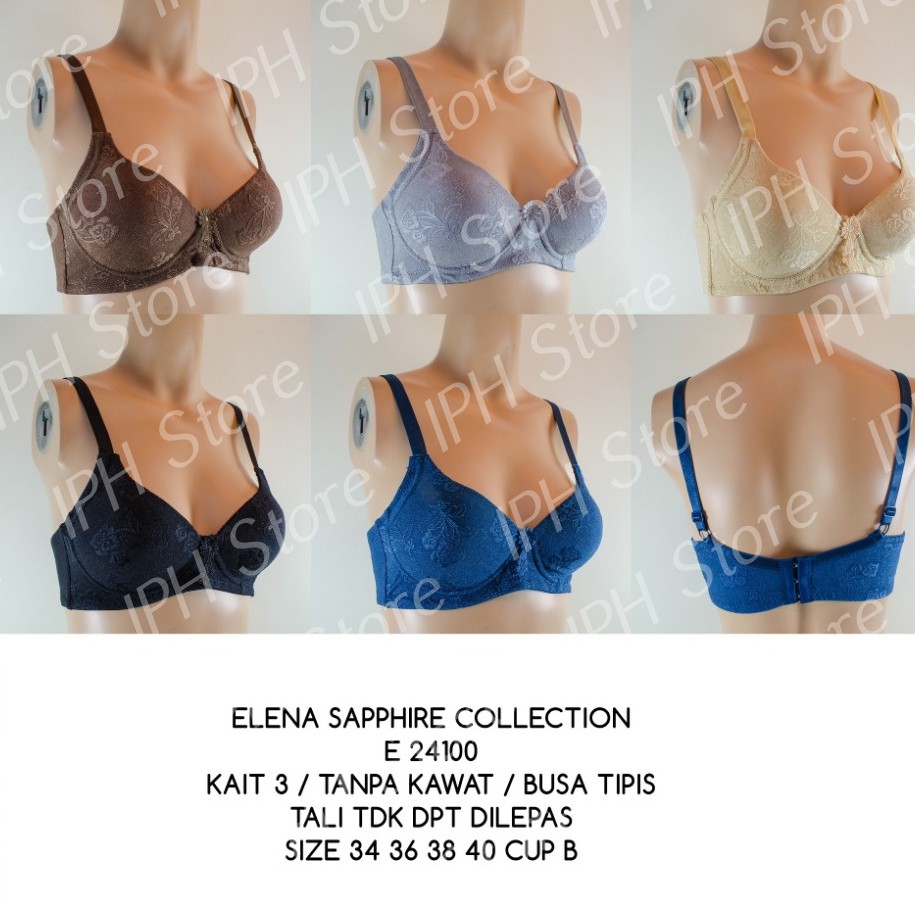 Bra / BH Elena 24100B (Busa Tipis, Tanpa Kawat, Cup B, Kait 3)