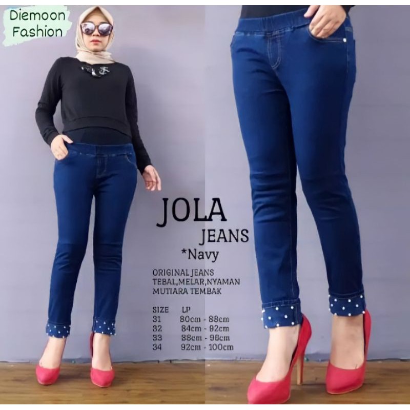 NEW!!MODIS CANTIK!!JOLA JEANS!! JEANS AKESEN MUTIARA DAN STRETCH