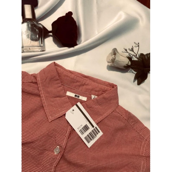 Kemeja Kotak-kotak Wanita Long shirt Uniqlo/Bahan Katun