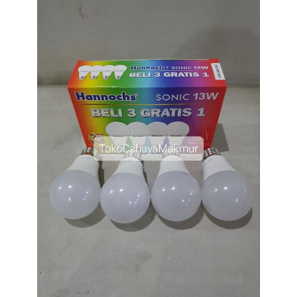 PROMO Lampu Bohlam LED Sonic 13w 13watt Hannochs ISI 4Pcs Cahaya Putih