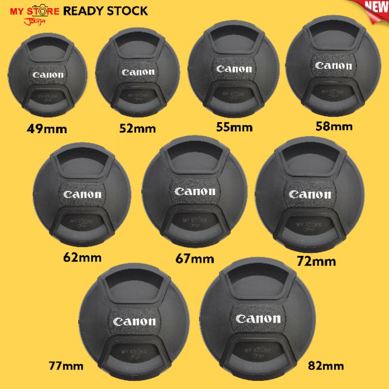 Lens Cap Tutup Lensa Logo canon 49mm 52mm 55mm 58mm 62mm 67mm 72mm 77mm 82mm 40.5mm 43mm 46mm Polos 