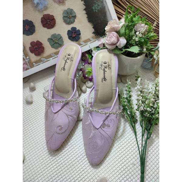 sepatu rafaizoutfit model azwa wrna Lilac lavender tinggi 7cm kaca