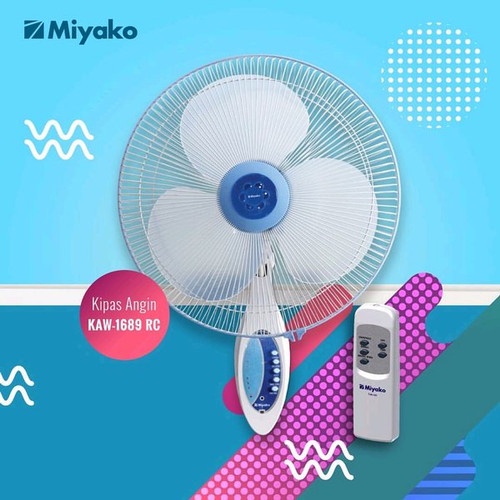 Kipas Angin dinding WALL FAN  MIYAKO KAW 1689 RC dengan remote