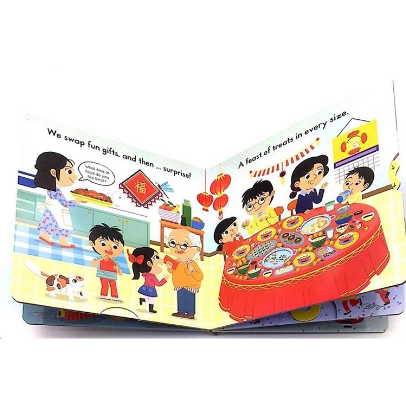 original guaranteed busy Chinese New Year campbell board book push pull  slide