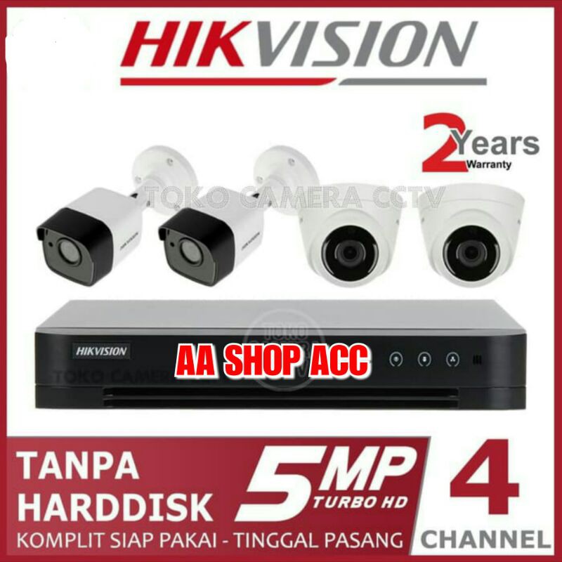 PAKET CCTV HIKVISION 5MP 4 CHANEL 4 KAMERA