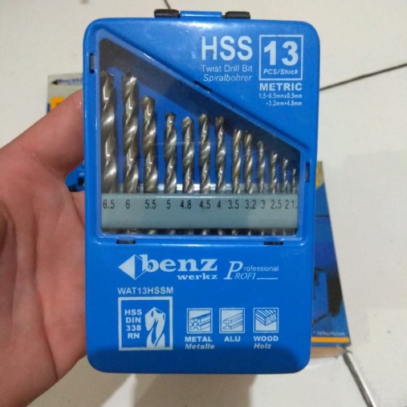 Mata Bor Besi dan Kayu Set 13 PCS Benz 1.5 - 6.5MM Premium Drill Bits Set