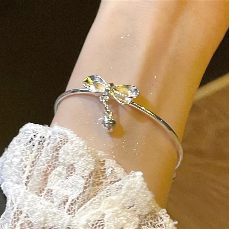 Roselife Melody Charm Bangle Gelang Untuk Wanita Gadis Adjustable Perak Klasik Kekayaan Kesehatan Liontin Ikatan Simpul Gelang Perhiasan