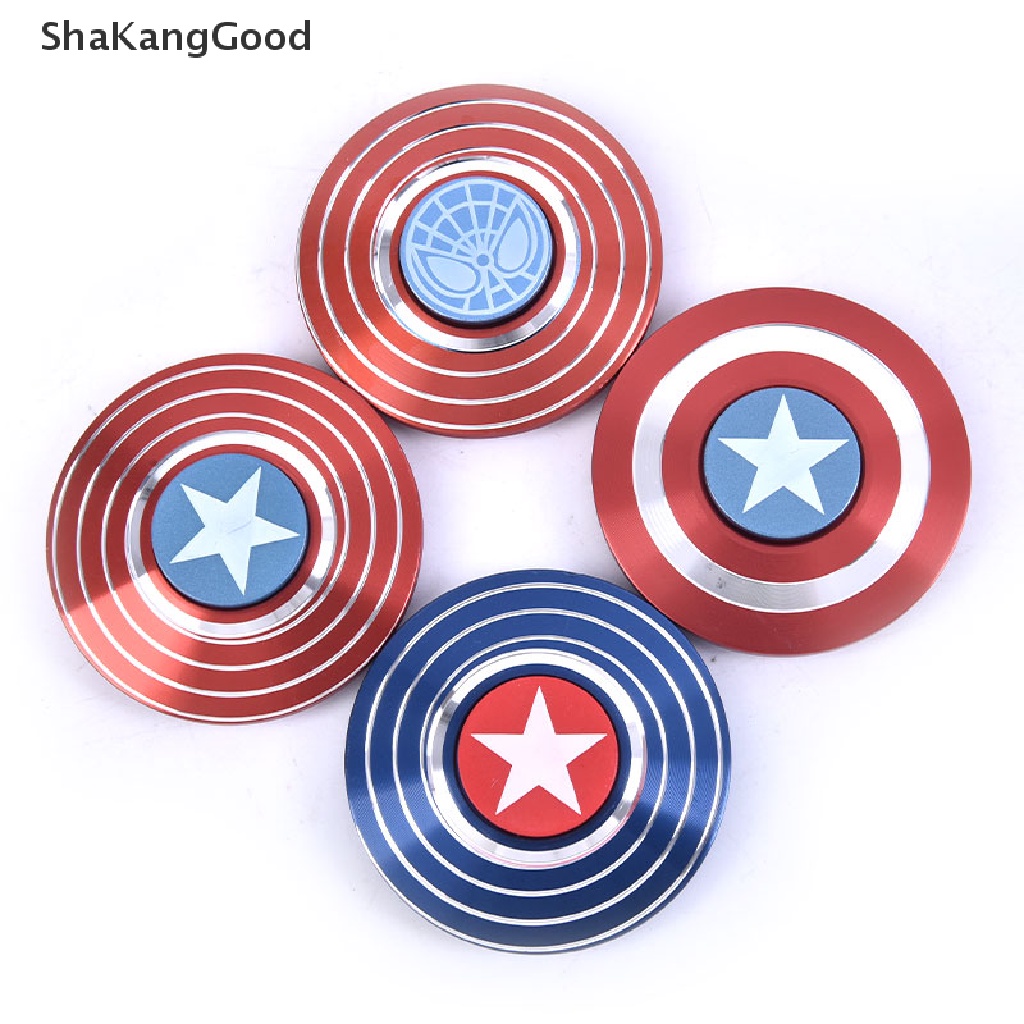 Mainan Spinner Gyro Dekompresi Bentuk Perisai Captain America Bahan Alloy