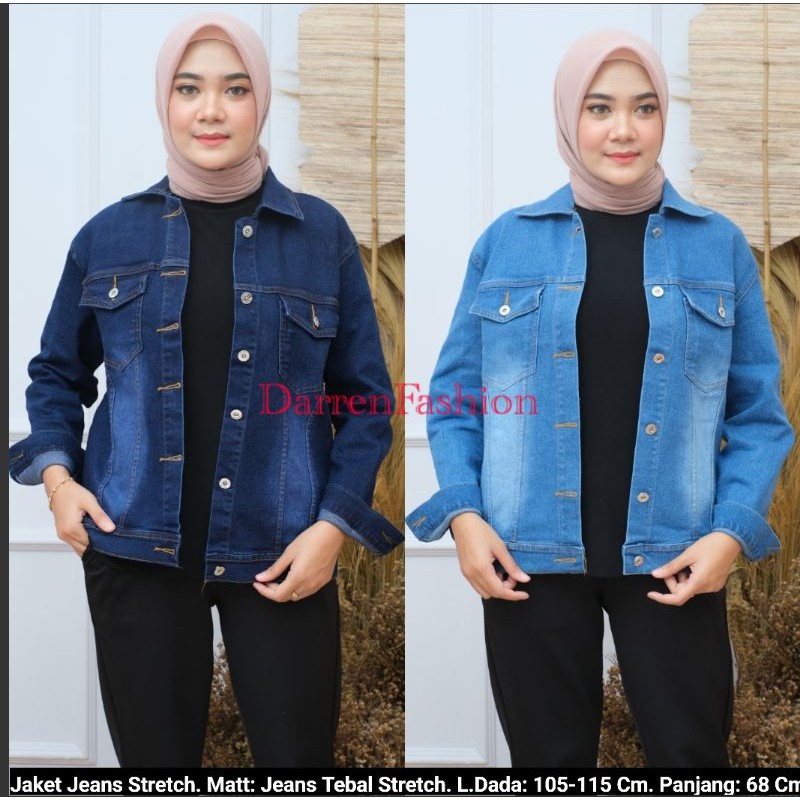 Jaket Jeans Wanita Stretch &amp; Tebal . Jaket Jeans Wanita L fit XL