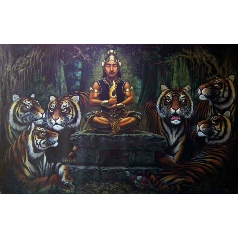 lukisan cetak prabu siliwangi plus bingkai 65×45cm