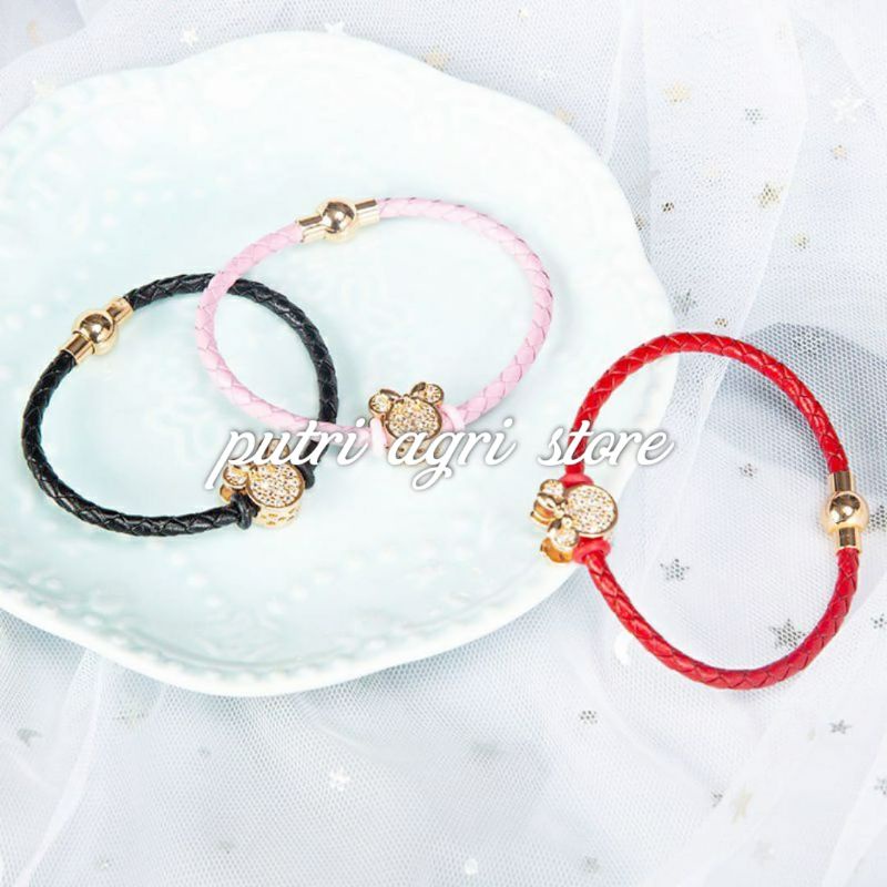 Gelang Tali Kulit Charm Liontin Xuping Emas Couple Bracelet
