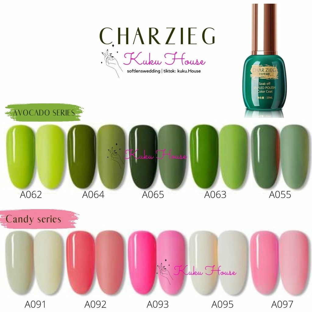 CHARZIEG 051-090 KUTEK UV GEL NAIL POLISH SOAK OFF 15ml BASE TOP MATTE MATT DOFF COAT Char Zieg