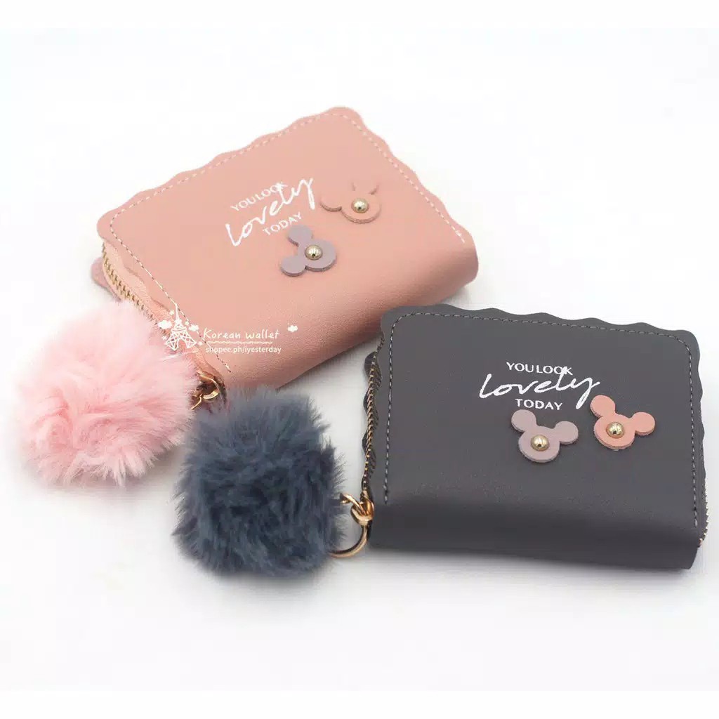 ( GS ) DOMPET WANITA / DOMPET MINI LOVELY RESTLETING FREE POMPOM