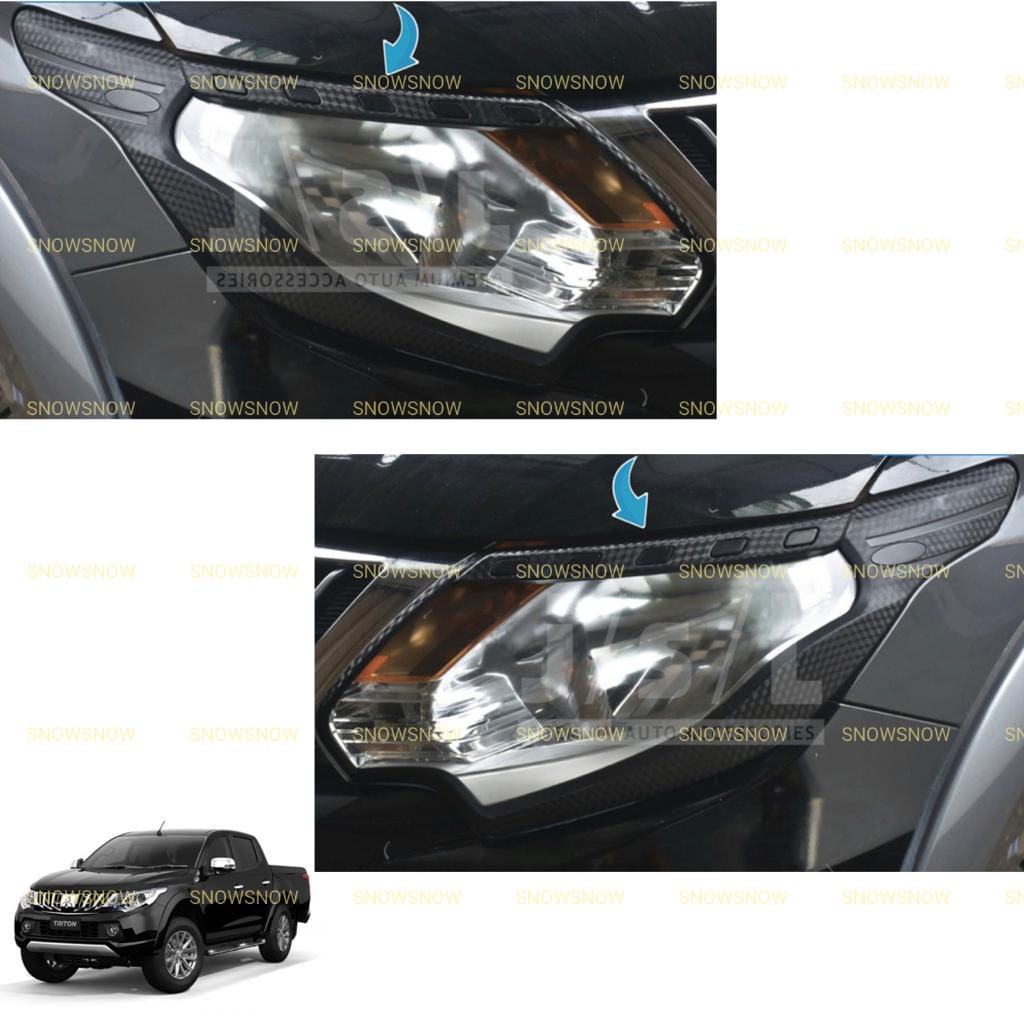 Garnish Lampu Depan  All New Triton 2016 2018 Hitam Chrome Carbon