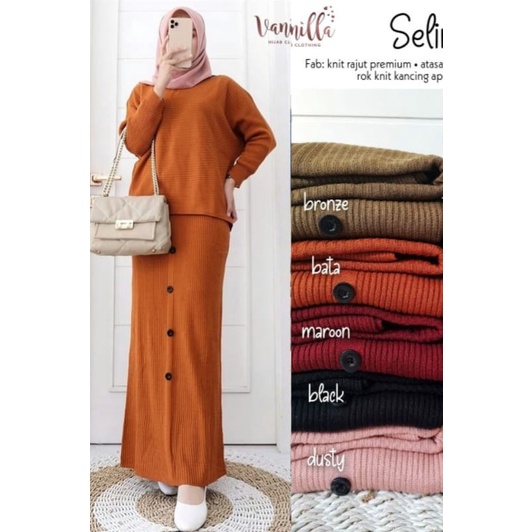 O2 Fashion / Selina set rok rajut / bisa cod / stelan rajut / rajut import / stelan terbaru / stelan muslim