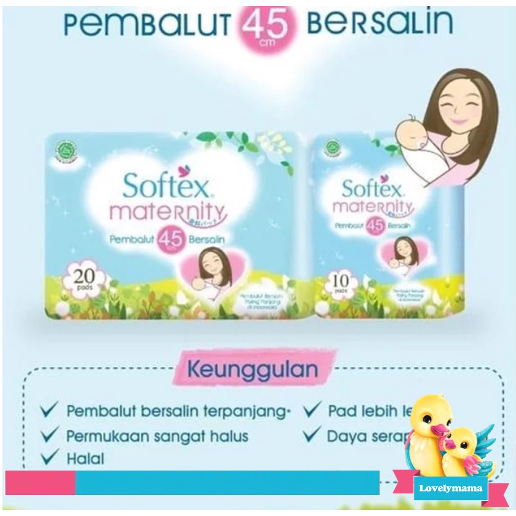 Softex Maternity Pembalut Bersalin 45 Cm 20 pc pads pembalut hamil setelah melahirkan panjang lovelymama lovelymama411