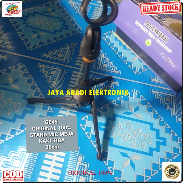 G45 ORIGINAL STAND MIC 28 CM KAKI TIGA HOLDER MIK MIKROPON MICROPHONE TEMPAT GANTUNG TIANG PEGANGAN MEJA TABLE PENYANGGA MIKROPON TIANG PEGANGAN KARAOKE MUSIK AUDIO SOUND DJ TRIPOD GANTUNGAN TABLE MEJA BRACKET BREKET  original stand mic meja kaki tiga hol