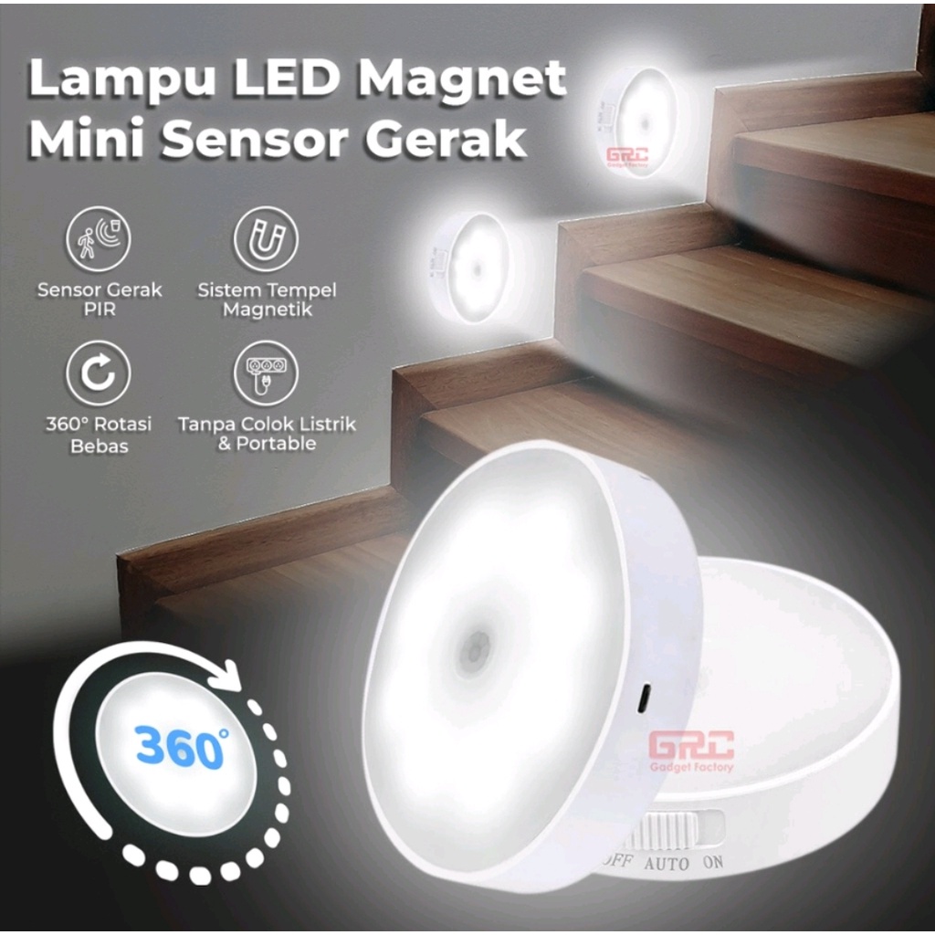 Lampu LED Sensor Gerak Otomatis Rechargeable Kamar Mandi Tidur Dapur