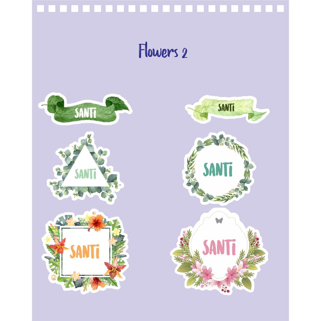 

192pcs Stiker Label Nama Kekinian Tahan Air & Anti Luntur untuk Umum Tema Flowers 2