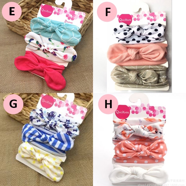 Bandana Set Motif Pita dan Rusa untuk Anak Perempuan Bahan Kain Elastis