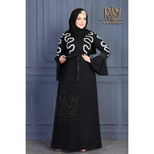 PO abaya hitam bordir putih MESIR IMPORT