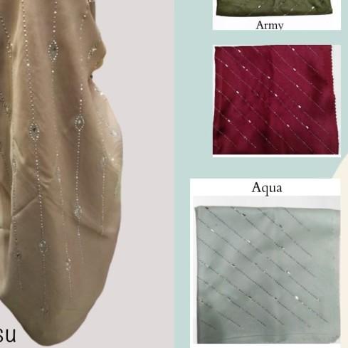 hijab segi 4 payet glow/hijab pesta/hijab sinar payet - Coksu, 120 cm ×120 cm