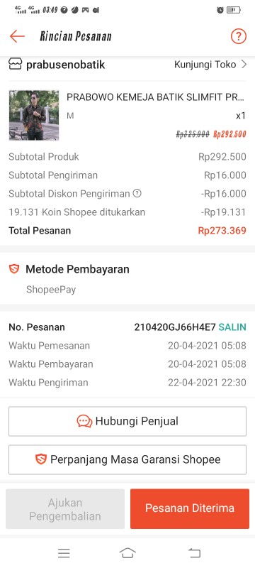 Prabowo Kemeja Batik Slimfit Pria Lengan Panjang Hem Katun Printing Full Furing Modern Premium