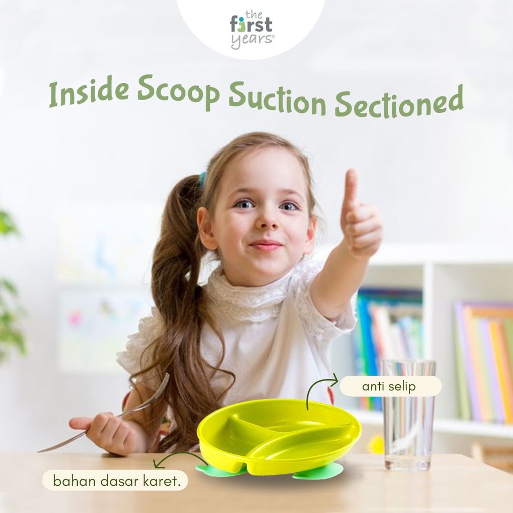 The First Years Inside Scoop Suction Sectioned Plate - Green