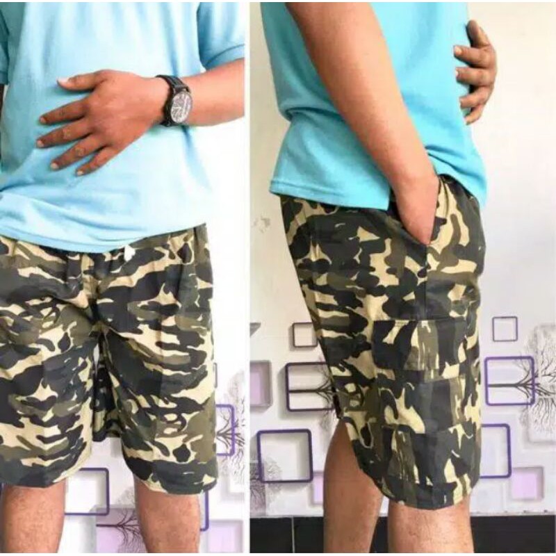 celana pendek motif army doreng