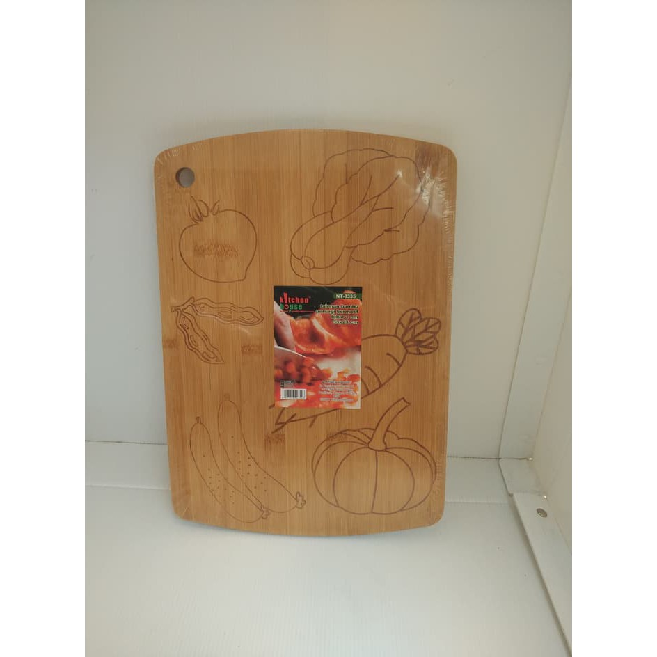 KH NT0335 33x23x1cm Talenan Bambu Segi Motif Bamboo Cutting Board