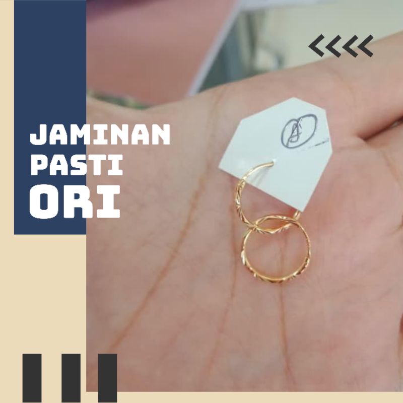 Anting Lingkaran Emas Muda Asli Dewasa Murah /Anting Hoops Wanita /Kado Unik