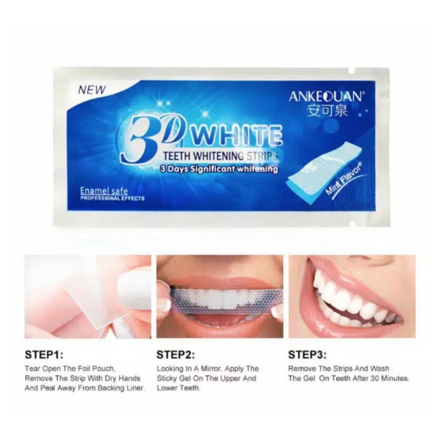 CREST 3D PEMUTIH 2 strip/pcs Strip Gel Pemutih Gigi 3D whitening teeth (1 atas 1 bawah) / 1 SACHET 2 Strip Pemutih Gigi 3d Warna Putih Unt Kebersihan Mulut/Hygiene Teeth 3D Whiten Tools Teeth Whitening