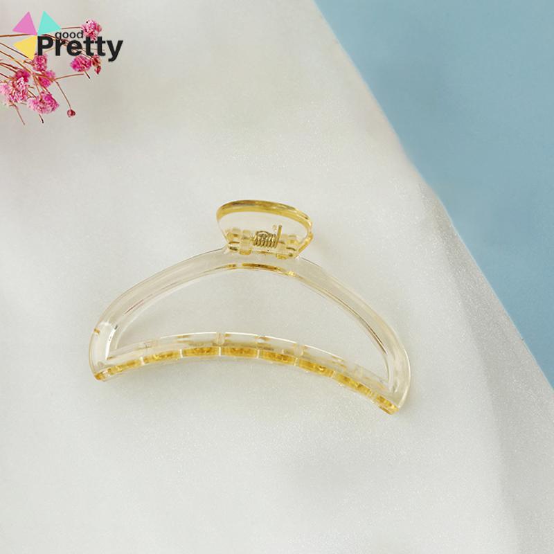 Wanita Vintage Ambil Klip Bentuk Bulan Sabit Klip Rambut Bening Hiasan Kepala Besar - PD