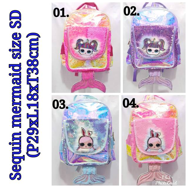 JOYELSY-Ransel Import Sequin SD Mermaid Unicorn dan LoL