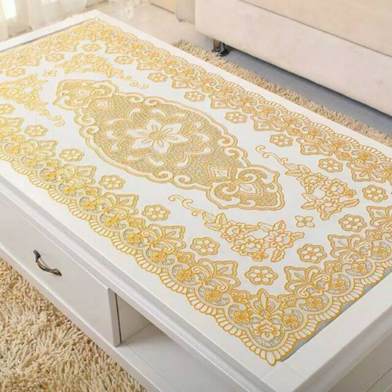 TAPLAK MEJA PANJANG PVC GOLD / SOUVENIR /TAPLAK MEJA