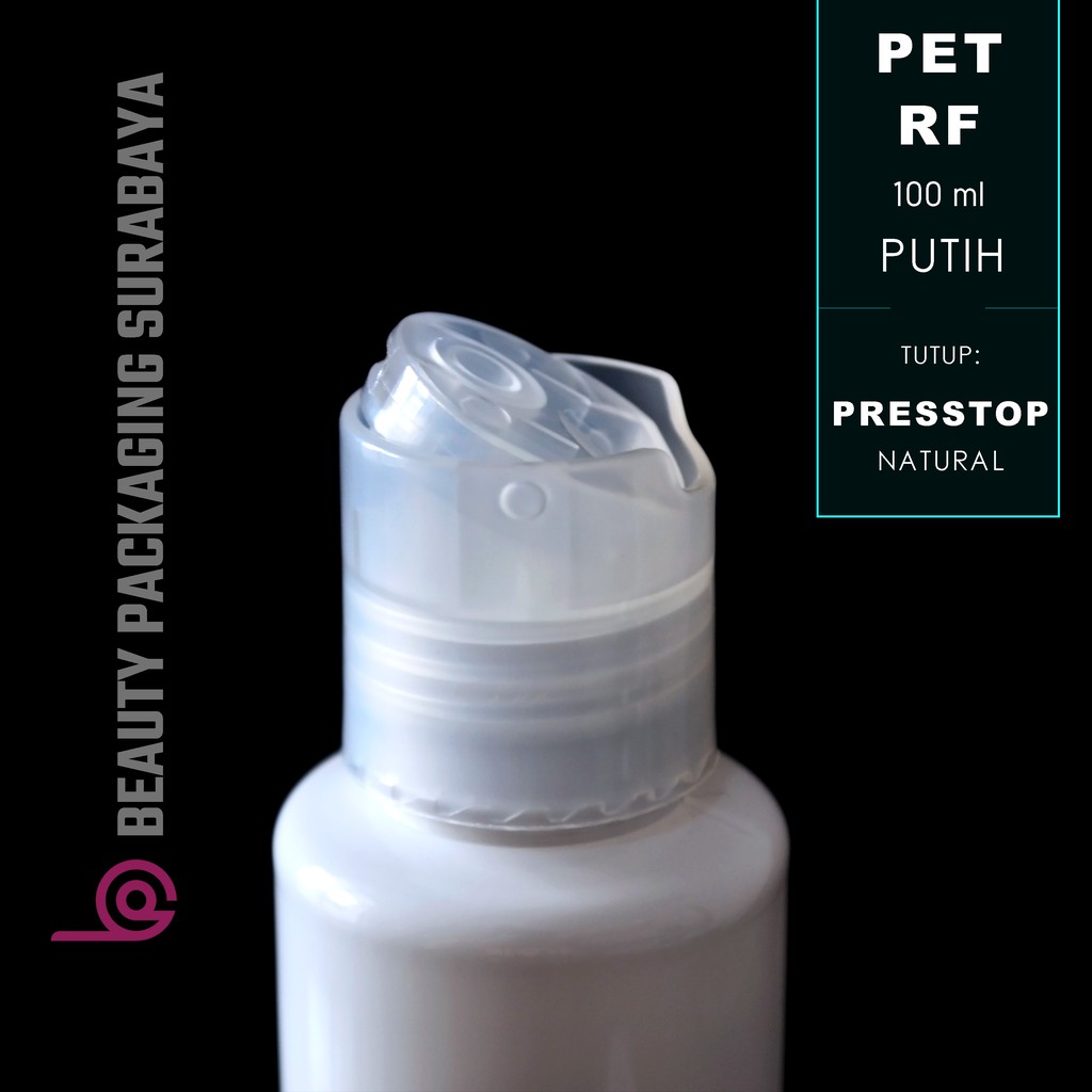 Botol Plastik PET 100ml RF Putih Tutup Presstop