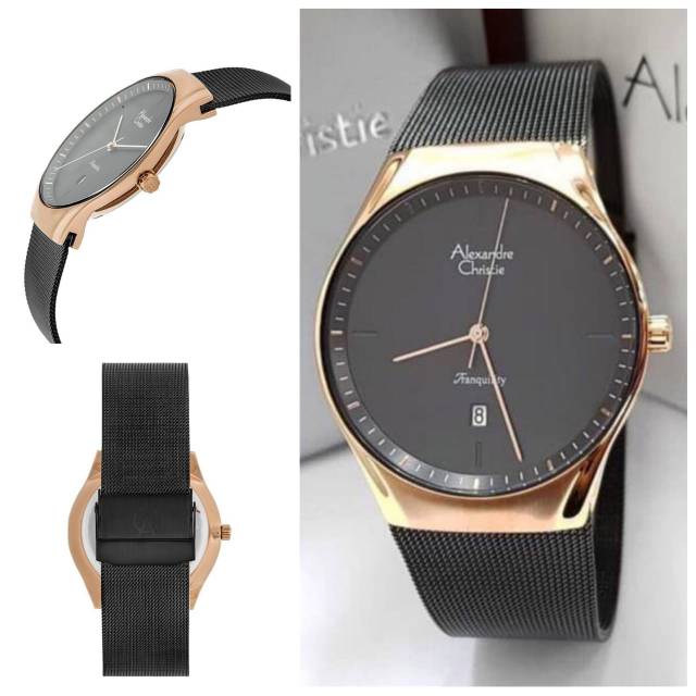 Alexandre Christie AC 8571 MD Pria Tranquility Black Dial Black Stainless Steel