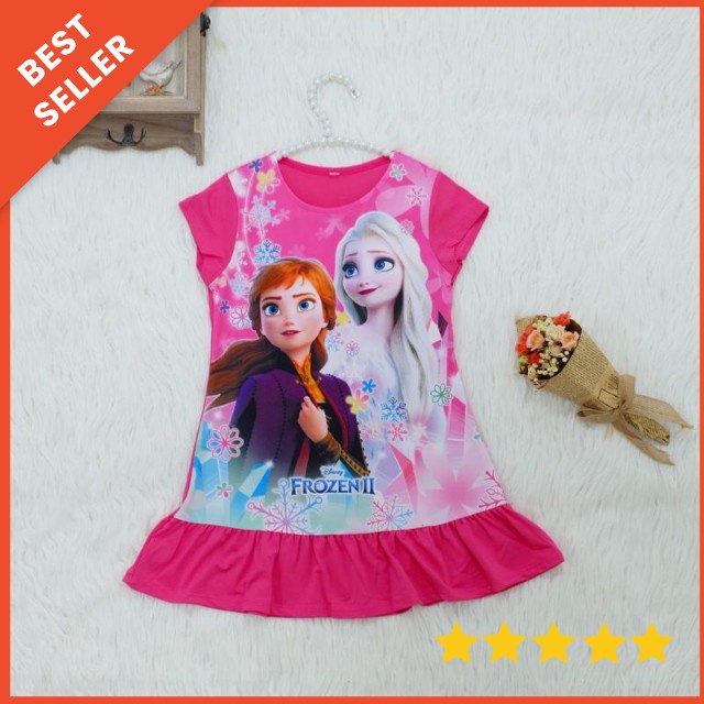 [2-8T] Dress anak perempuan import full printing ALOHA KAI / DASTER ANAK ALOHA KAI FROZEN