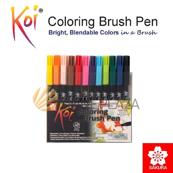 

Sakura Koi Coloring Brush Pen Set 12 Colors - Spidol Kuas Warna