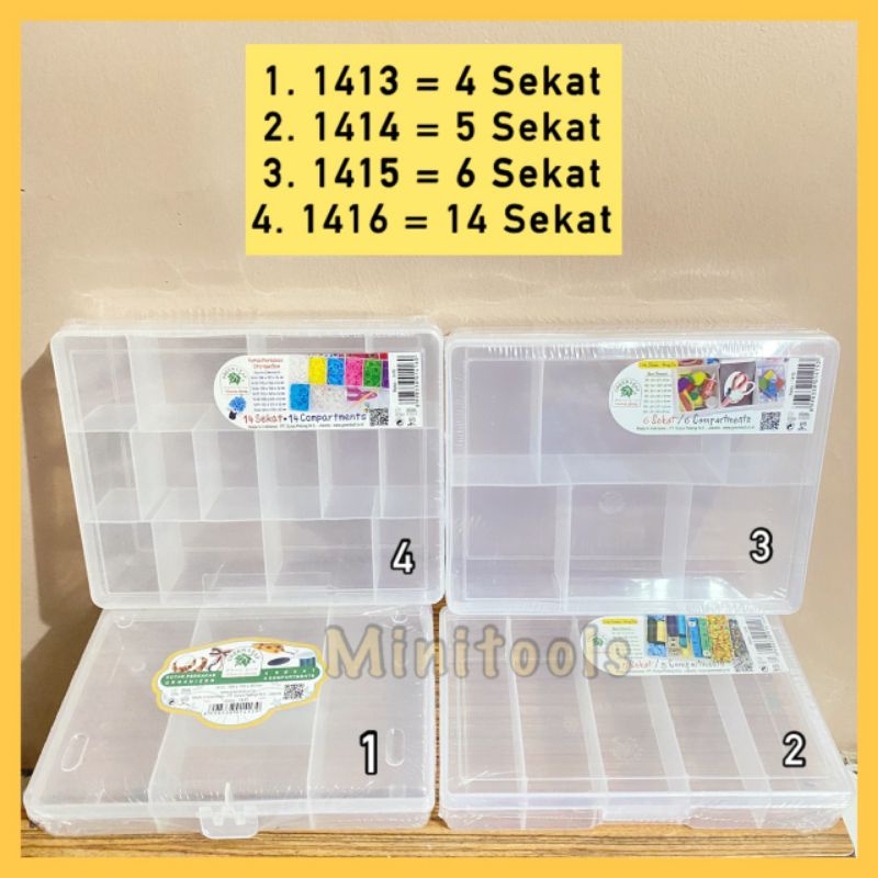 Kotak Plastik 4, 5, 6 dan 14 Sekat / Green Leaf 1413, 1414, 1415, 1416