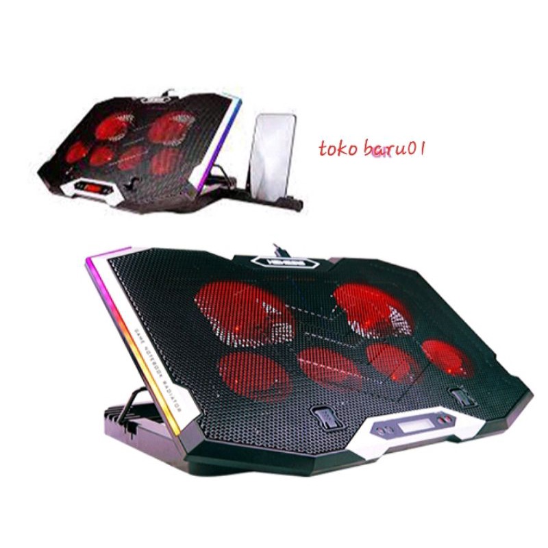 cooling pad laptop Nyk X-5  Kingfisher 6 fan RGB+holder Hp nyk original