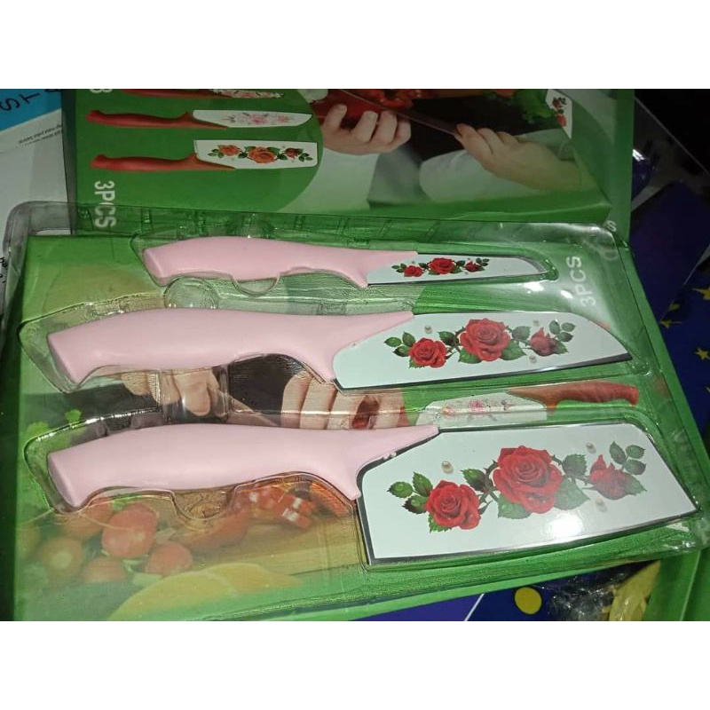 Pisau Keramik Set 3in1 Motif Bunga