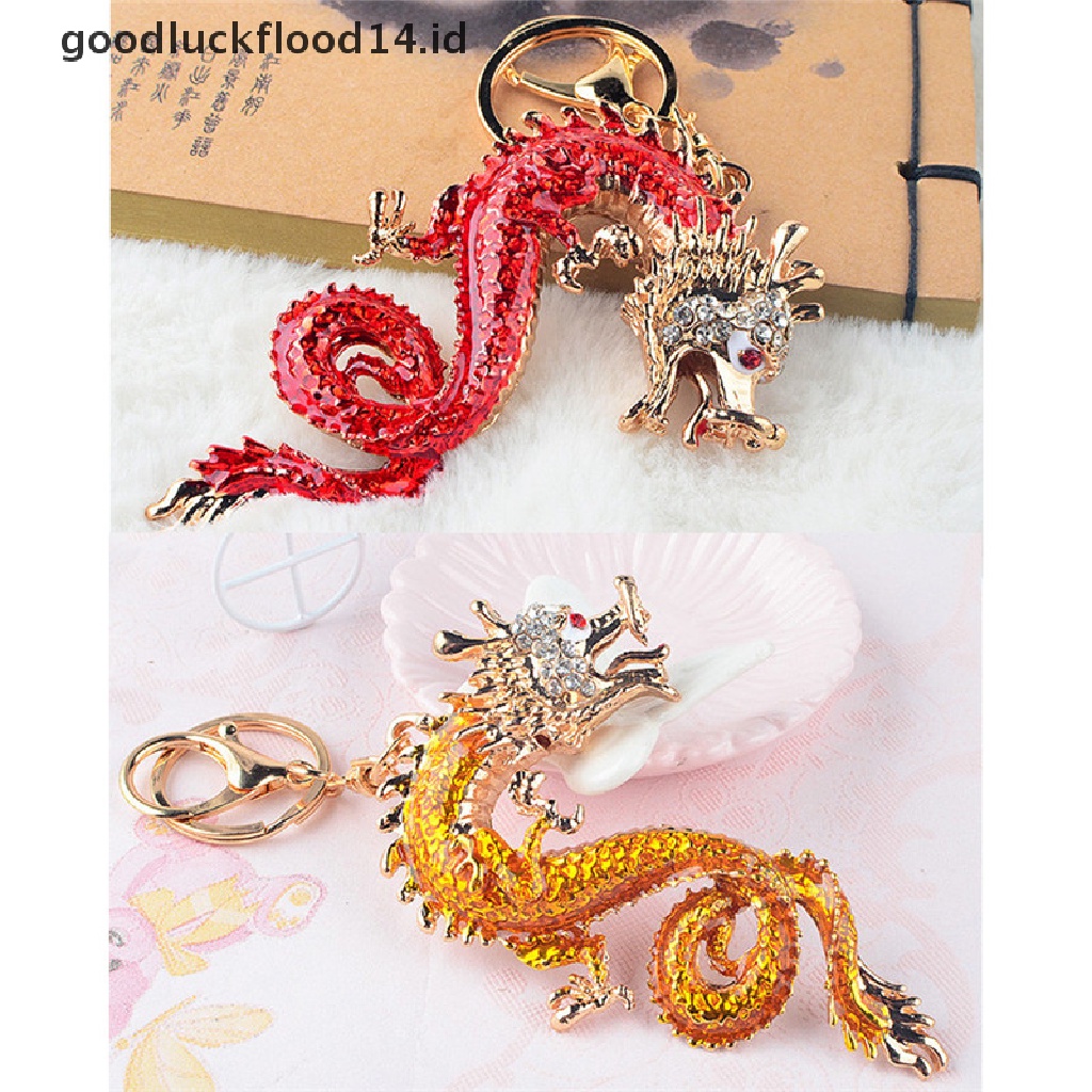 [OOID] 1Pc Dragon Key Rings Chains Holder Simulated Pearl Crystal Animal Keychains ID